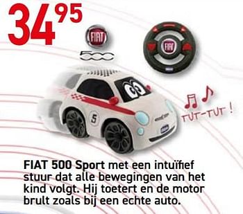 Promoties Fiat 500 sport met een intuïfief stuur dat alle bewegingen van het kind volgt. hij toetert en de motor brult zoals bij een echte auto. - Chicco - Geldig van 26/10/2020 tot 06/12/2020 bij Vavantas