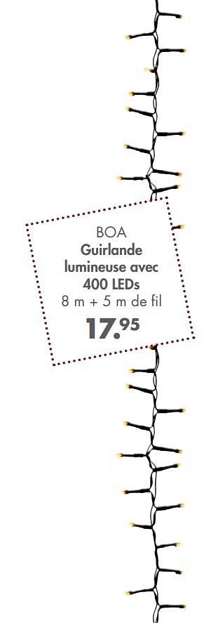 Promotions Boa guirlande lumineuse avec 400 leds - Produit maison - Casa - Valide de 02/11/2020 à 25/12/2020 chez Casa