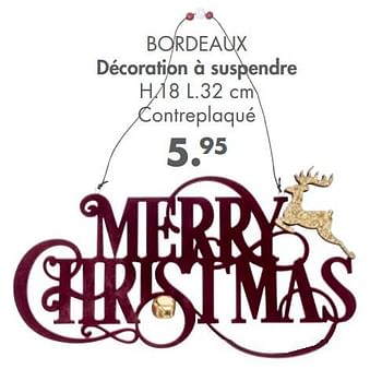 Promoties Bordeaux décoration à suspendre - Huismerk - Casa - Geldig van 02/11/2020 tot 25/12/2020 bij Casa