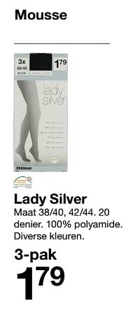 Promoties Lady silver - Huismerk - Zeeman  - Geldig van 07/11/2020 tot 13/11/2020 bij Zeeman