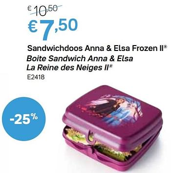 Promotions Sandwichdoos anna + elsa frozen ii boite sandwich anna + elsa la reine des neiges ii - Produit Maison - Tupperware - Valide de 02/11/2020 à 29/11/2020 chez Tupperware