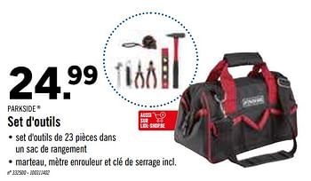 Lidl : Set de 23 outils + sac de rangement Parkside à 24,99 €