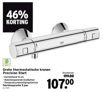 Promotions Grohe thermostatische kranen precision start douchekraan - Grohe - Valide de 18/11/2020 à 01/12/2020 chez Gamma
