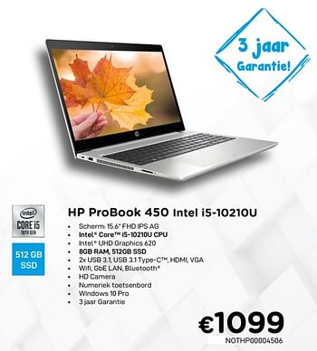 Promoties Hp probook 450 intel i5-10210u - HP - Geldig van 01/11/2020 tot 30/11/2020 bij Compudeals
