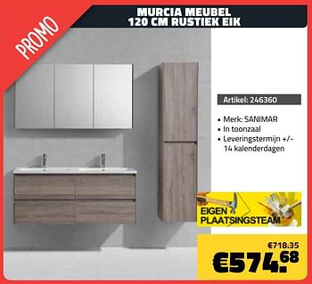 Promotions Murcia meubel rustiek eik - Sanimar - Valide de 06/11/2020 à 15/11/2020 chez Bouwcenter Frans Vlaeminck