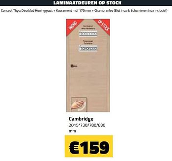 Promoties Laminaatdeuren op stock cambridge - Thys - Geldig van 06/11/2020 tot 15/11/2020 bij Bouwcenter Frans Vlaeminck