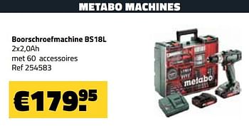 Promoties Metabo machines boorschroefmachine bs18l - Metabo - Geldig van 06/11/2020 tot 15/11/2020 bij Bouwcenter Frans Vlaeminck