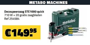 Promoties Metabo machines decoupeerzaag ste1000 quick - Metabo - Geldig van 06/11/2020 tot 15/11/2020 bij Bouwcenter Frans Vlaeminck