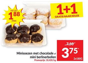 Promoties Minisoezen met chocolade of mini berlinerbollen - Huismerk - Intermarche - Geldig van 10/11/2020 tot 15/11/2020 bij Intermarche