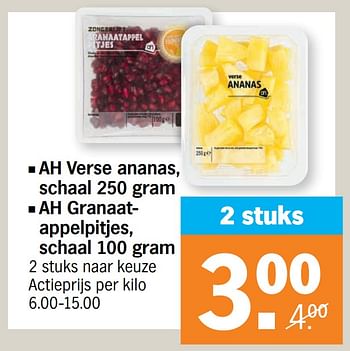 Promotions Ah verse ananas, schaal + ah granaatappelpitjes, schaal - Produit Maison - Albert Heijn - Valide de 09/11/2020 à 15/11/2020 chez Albert Heijn