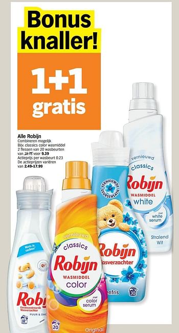 Promoties Classics color wasmiddel - Robijn - Geldig van 09/11/2020 tot 15/11/2020 bij Albert Heijn