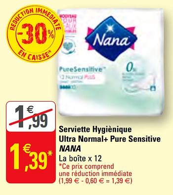 Promo Serviettes Hygieniques Nana chez E.Leclerc