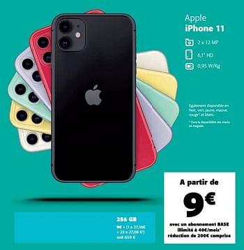 Promotions Apple iphone 11 256 gb - Apple - Valide de 10/11/2020 à 05/12/2020 chez Base