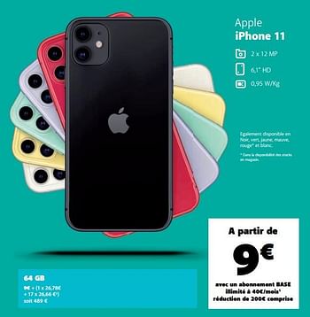 Promotions Apple iphone 11 64 gb - Apple - Valide de 10/11/2020 à 05/12/2020 chez Base