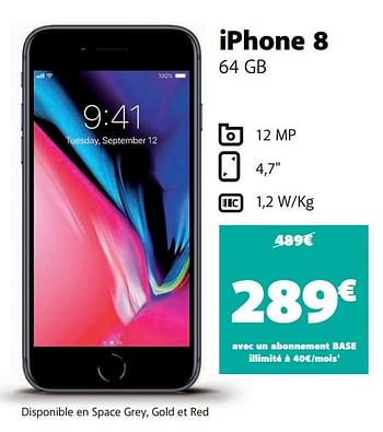 Promotions Apple iphone 8 64 gb - Apple - Valide de 10/11/2020 à 05/12/2020 chez Base