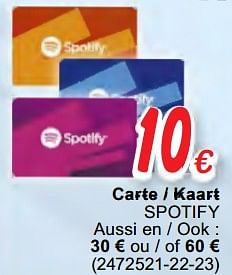 Promoties Carte - kaart spotify - Spotify - Geldig van 16/10/2020 tot 06/12/2020 bij Cora