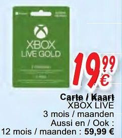 Promoties Carte - kaart xbox live - Microsoft - Geldig van 16/10/2020 tot 06/12/2020 bij Cora