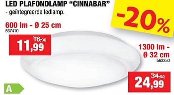 Promoties Led plafondlamp cinnabar - Philips - Geldig van 04/11/2020 tot 15/11/2020 bij Hubo