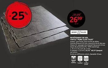 Promotions Revêtement de sol vinyle pure click tiles - Berry Alloc - Valide de 18/11/2020 à 30/11/2020 chez Brico