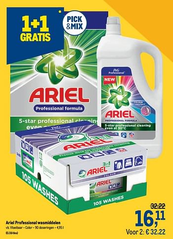 Promoties Ariel professional wasmiddelen vloeibaar - color - Ariel - Geldig van 18/11/2020 tot 01/12/2020 bij Makro