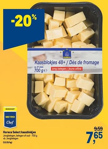 Promoties Horeca select kaasblokjes jongbelegen - Huismerk - Makro - Geldig van 18/11/2020 tot 01/12/2020 bij Makro
