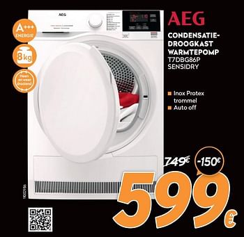 Promoties Aeg condensatiedroogkast warmtepomp t7dbg86p sensidry - AEG - Geldig van 16/11/2020 tot 30/11/2020 bij Krefel