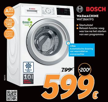 Promoties Bosch wasmachine wat286k1fg - Bosch - Geldig van 16/11/2020 tot 30/11/2020 bij Krefel