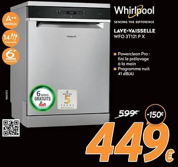 Promoties Whirlpool lave-vaisselle wfo 3t121 p x - Whirlpool - Geldig van 16/11/2020 tot 30/11/2020 bij Krefel