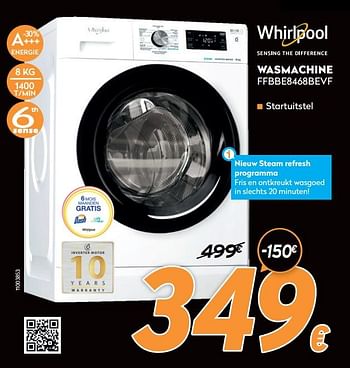 Promoties Whirlpool wasmachine ffbbe8468bevf - Whirlpool - Geldig van 16/11/2020 tot 30/11/2020 bij Krefel
