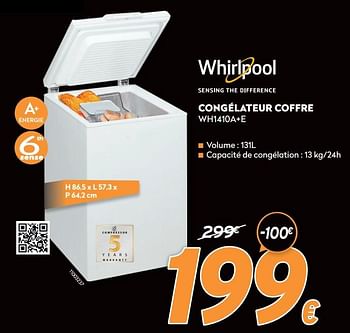 Promoties Whirlpoool congélateur coffre wh1410a+e - Whirlpool - Geldig van 16/11/2020 tot 30/11/2020 bij Krefel
