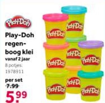 Promoties Play-doh regenboog klei - Hasbro - Geldig van 26/09/2020 tot 06/12/2020 bij Intertoys