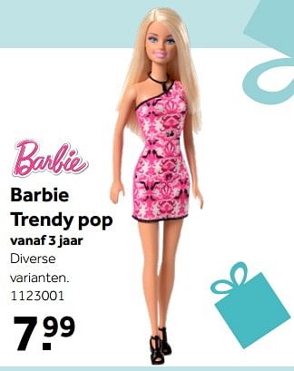 Promotions Barbie trendy pop - Mattel - Valide de 26/09/2020 à 06/12/2020 chez Intertoys