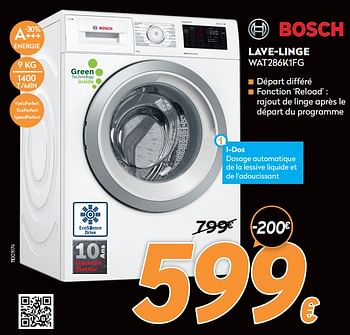 Promoties Bosch lave-linge wat286k1fg i-dos - Bosch - Geldig van 16/11/2020 tot 30/11/2020 bij Krefel