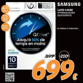 Promotions Samsung lave-linge ww81m6420ba quickdrive - Samsung - Valide de 16/11/2020 à 30/11/2020 chez Krefel