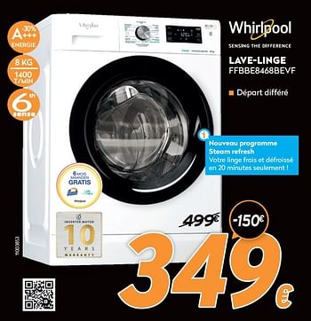 Promotions Whirlpool lave-linge ffbbe8468bevf - Whirlpool - Valide de 16/11/2020 à 30/11/2020 chez Krefel