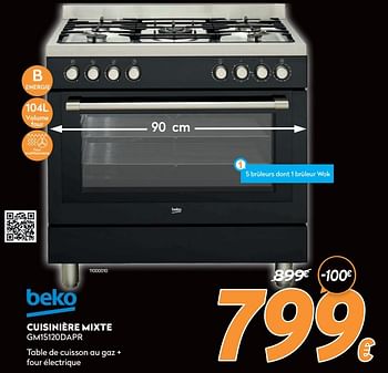 Promotions Beko cuisinière mixte gm15120dapr - Beko - Valide de 16/11/2020 à 30/11/2020 chez Krefel