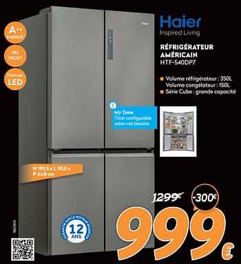 Promotions Haier réfrigérateur américain htf-540dp7 - Haier - Valide de 16/11/2020 à 30/11/2020 chez Krefel