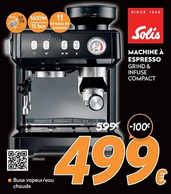 Promotions Solis machine à espresso grind + infuse compact - Solis - Valide de 16/11/2020 à 30/11/2020 chez Krefel