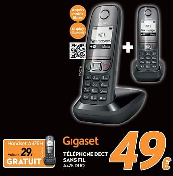Promotions Gigaset téléphone dect sans fil a475 duo - Gigaset - Valide de 16/11/2020 à 30/11/2020 chez Krefel