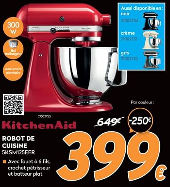 Promotions Kitchenaid robot de cuisine 5ksm125eer - Kitchenaid - Valide de 16/11/2020 à 30/11/2020 chez Krefel