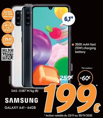 Promotions Samsung galaxy a41 - Samsung - Valide de 16/11/2020 à 30/11/2020 chez Krefel