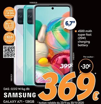 Promotions Samsung galaxy a71 - Samsung - Valide de 16/11/2020 à 30/11/2020 chez Krefel