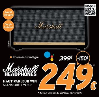 Promotions Marshall haut parleur wifi stanmore ii voice - MARSHALL - Valide de 16/11/2020 à 30/11/2020 chez Krefel