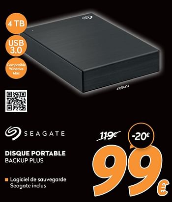 Promotions Seagate disque portable backup plus - Seagate - Valide de 16/11/2020 à 30/11/2020 chez Krefel