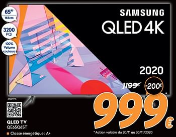 Promotions Samsung qled tv qe65q65t - Samsung - Valide de 16/11/2020 à 30/11/2020 chez Krefel