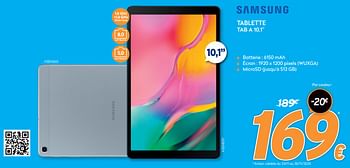 Promotions Samsung tablette galaxy tab a 10,1 - Samsung - Valide de 16/11/2020 à 30/11/2020 chez Krefel