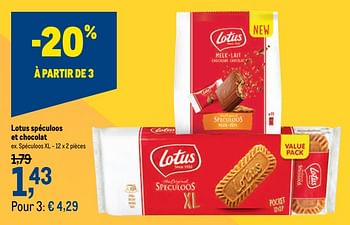 Promotions Lotus spéculoos et chocolat spéculoos xl - Lotus Bakeries - Valide de 18/11/2020 à 01/12/2020 chez Makro