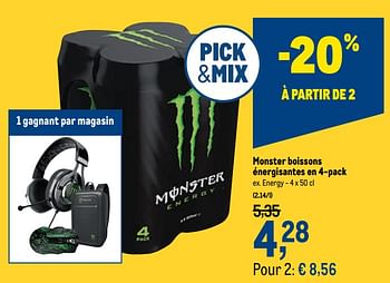 Promotions Monster boissons énergisantes en 4-pack energy - Monster - Valide de 18/11/2020 à 01/12/2020 chez Makro