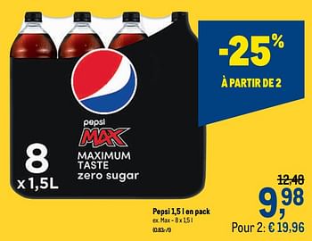 Promotions Pepsi max - Pepsi - Valide de 18/11/2020 à 01/12/2020 chez Makro