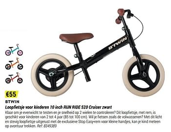 Promoties Loopfietsje voor kinderen 10 inch run ride 520 cruiser zwart - bTwin - Geldig van 12/11/2020 tot 06/12/2020 bij Decathlon